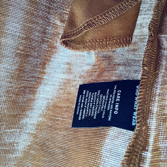 Who What Wear Medium Women's Long Sleeve Knit Ruffle Sheath Brown Mini Dress New - Picture 11 of 12